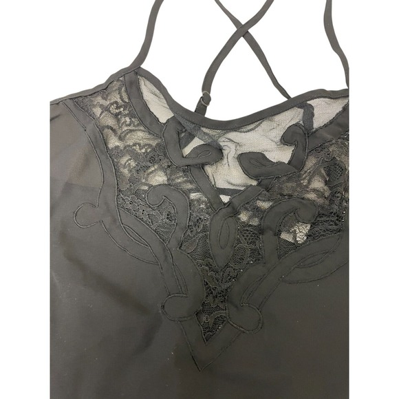 Vintage Victoria's Secret Lace Cami Top Black Sheer Sleeveless‎ Tank Top Large - Picture 7 of 14